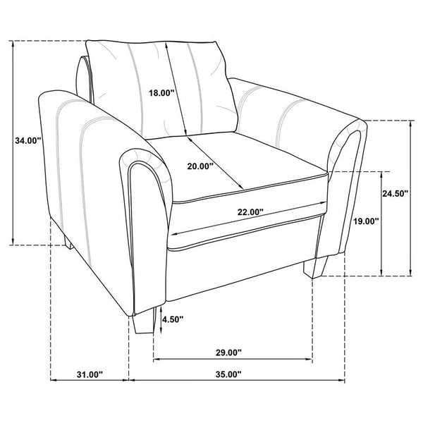 Davis 3-piece Upholstered Rolled Arm Sofa Grey - 509634-S3