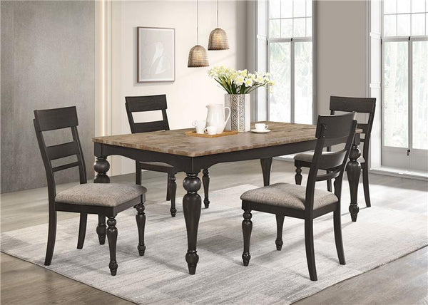 Bridget 5-piece Rectangular Dining Set Brown Brushed and Charcoal Sandthrough - 108221-S5