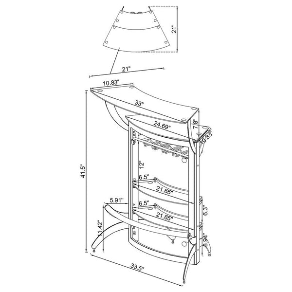 Dallas 2-shelf Home Bar White and Frosted Glass - 182136