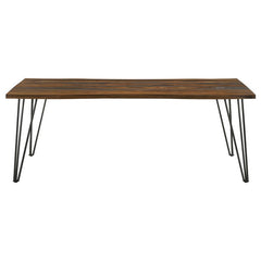 Neve Live-edge Dining Table with Hairpin Legs Sheesham Grey and Gunmetal - 193861