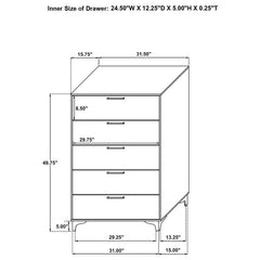 Kendall 5-piece Eastern King Bedroom Set White - 224401KE-S5