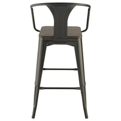Cavalier Wooden Seat Bar Stools Dark Elm and Matte Black (Set of 2) - 100737