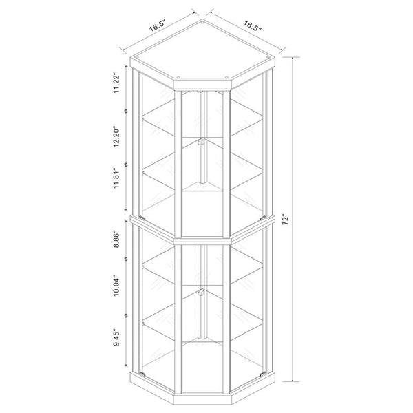 Appledale 6-shelf Corner Curio Display Cabinet Medium Brown - 3393