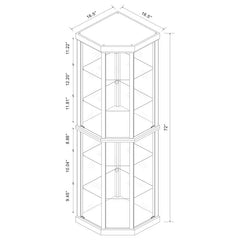 Appledale 6-shelf Corner Curio Display Cabinet Medium Brown - 3393