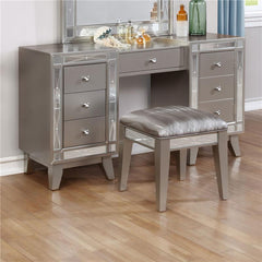 Leighton Vanity Desk and Stool Metallic Mercury - 204927