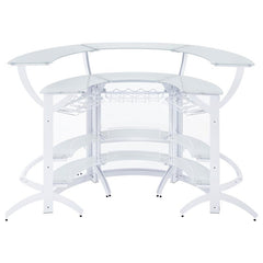 Dallas 2-shelf Curved Home Bar White and Frosted Glass (Set of 3) - 182136-S3