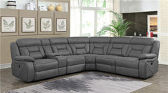 Higgins Upholstered Power Reclining Sectional Sofa Grey - 600370