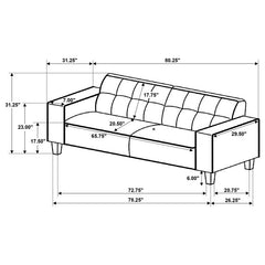 Deerhurst 3-piece Upholstered Track Arm Sofa Set Charcoal - 509641-S3
