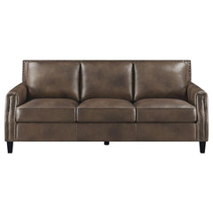 Leaton 2-piece Upholstered Recessed Arm Sofa Set Brown Sugar - 509441-S2
