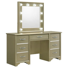 Beaumont 7-drawer Vanity Desk with Lighting Mirror Champagne - 205297