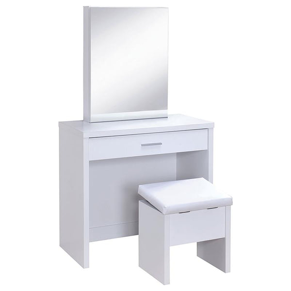 Harvey Vanity Set with Lift-Top Stool White - 300290