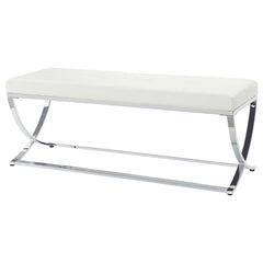 Walton Leatherette Upholstered Tufted Accent Bench White - 501157
