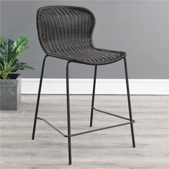 Mckinley Upholstered Counter Height Stools with Footrest (Set of 2) Brown and Sandy Black - 192039