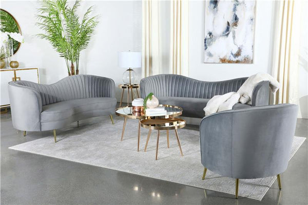 Sophia Upholstered Channel Tufted Sofa Grey - 506864