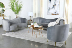 Sophia Upholstered Channel Tufted Barrel Accent Chair Grey - 506866