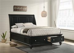 Sandy Beach Wood Queen Storage Panel Bed Black - 201329Q