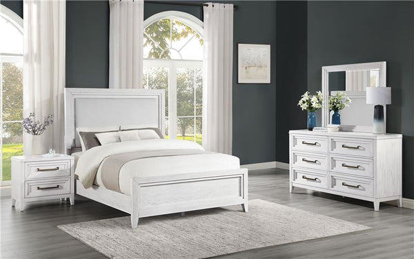 Marielle 4-piece Eastern King Bedroom Set Distressed White - 224841KE-S4