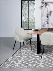 Emma Upholstered Dining Arm Chair Fog Grey and Black (Set of 2) - 115592