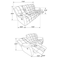Rodman Upholstered Padded Arm Reclining Sofa Olive Brown - 601881