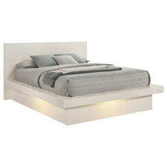 Jessica Wood Eastern King LED Panel Bed Cream White - 202990KE
