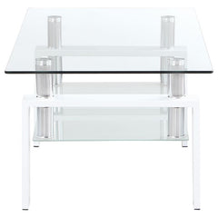 Dyer 1-shelf Rectangular Glass Top Coffee Table White - 703438