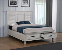 Franco California King Storage Panel Bed Distressed White - 205330KW