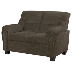 Clementine Upholstered Padded Arm Loveseat Brown - 506572