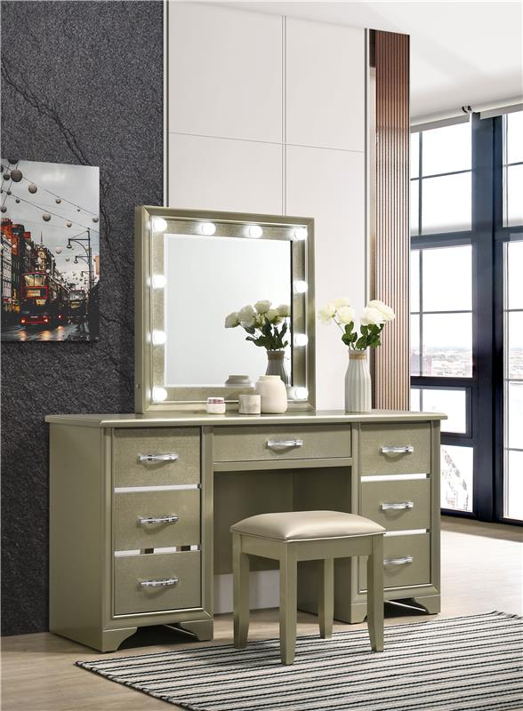 Beaumont Upholstered Vanity Stool Champagne Gold and Champagne - 205297STL