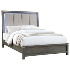 Kieran Wood Queen LED Panel Bed Grey - 224741Q
