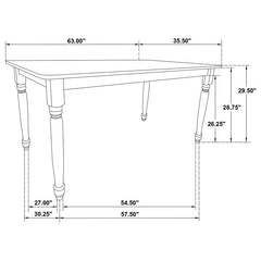 Hollyoak Farmhouse Rectangular Dining Table with Turned Legs Walnut and Black - 183041