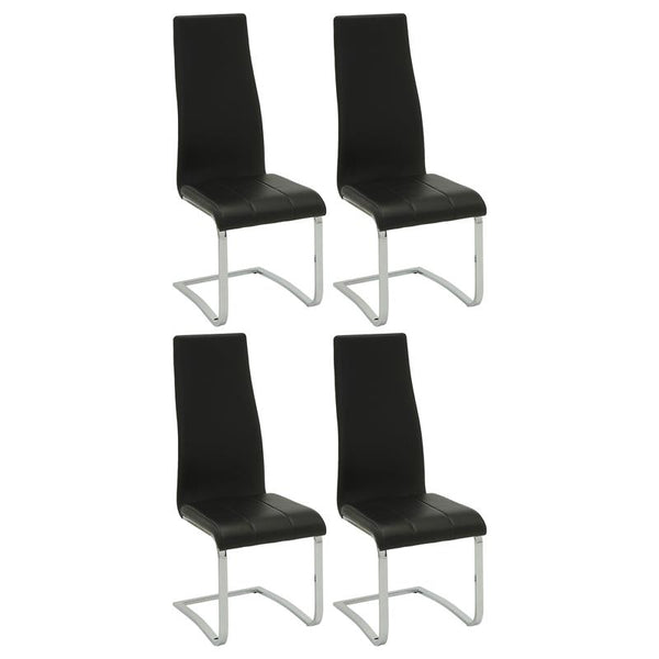 Montclair High Back Dining Chairs Black and Chrome (Set of 4) - 100515BLK