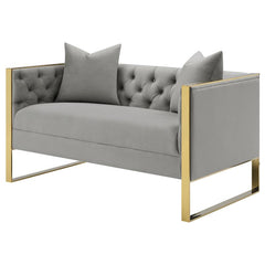 Eastbrook Velvet Upholstered Tufted Loveseat Grey - 509112