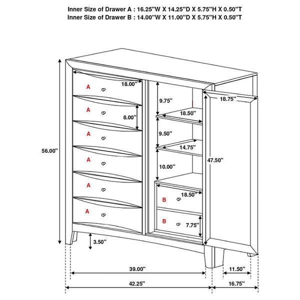 Phoenix 6-drawer Door Chest Deep Cappuccino - 200420