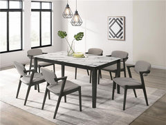 Stevie Rectangular Faux Marble Top Dining Table White and Black - 115111WG