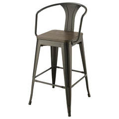 Cavalier Wooden Seat Bar Stools Dark Elm and Matte Black (Set of 2) - 100737