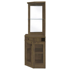 Alviso Corner Bar Cabinet with Stemware Rack Rustic Oak - 182303
