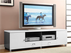Burkett 2-door Engineered Wood 71" TV Stand White High Gloss - 700910