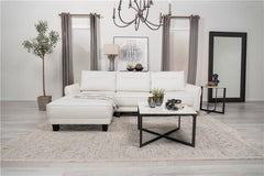 Caspian Upholstered Curved Arm Chaise Sectional Sofa White - 509550