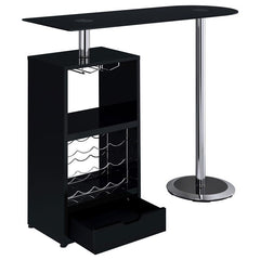 Koufax 1-drawer Bar Table Glossy Black - 120451