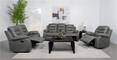 Nova 3-piece Upholstered Padded Arm Sofa Set Dark Grey - 602531-S3