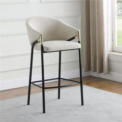 Chadwick Sloped Arm Bar Stools Beige and Glossy Black (Set of 2) - 183437