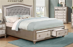 Bling Game Wood Queen Storage Panel Bed Metallic Platinum - 204180Q