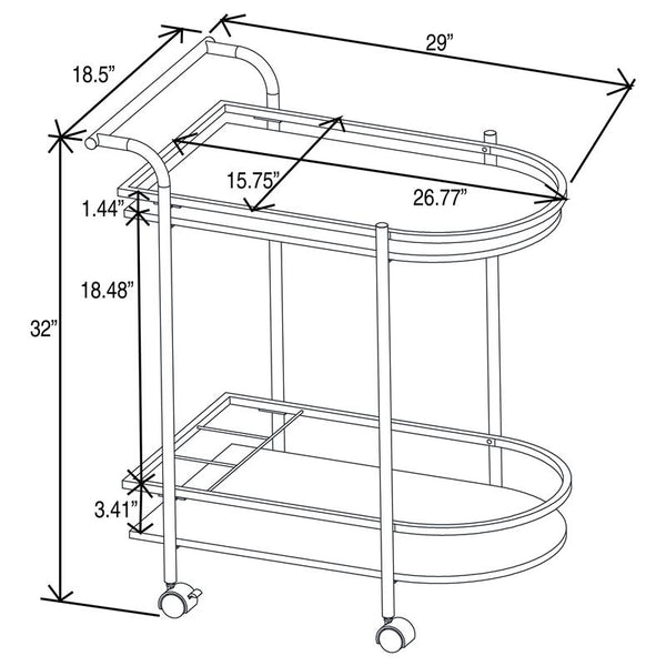 Desiree 2-tier Bar Cart with Casters Black - 181376