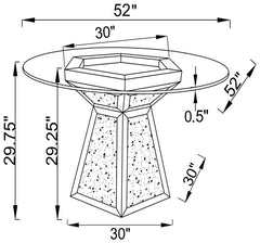 Quinn Hexagon Pedestal Glass Top Dining Table Mirror - 115561