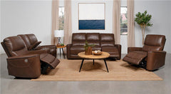 Greenfield Upholstered Power Recliner Chair Saddle Brown - 610266P