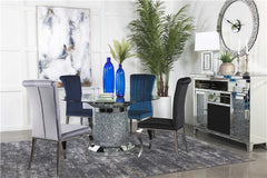 Ellie Cylinder Pedestal Glass Top Dining Table Mirror - 115551