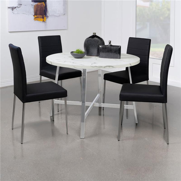Alcott Round Faux Carrara Marble Top Dining Table Chrome - 120400