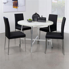 Alcott Round Faux Carrara Marble Top Dining Table Chrome - 120400