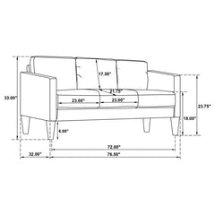 Ruth 2-piece Upholstered Track Arm Sofa Set Grey - 508365-S2