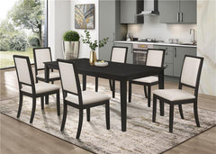 Louise Upholstered Dining Side Chairs Black and Cream (Set of 2) - 101562